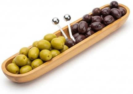 35cm Bambu Zeytinlik – Doğal Ahşap Oval Uzun Servis Tabağı | Meze Sunumu, Çerezlik, Atıştırmalık Tabağı | Çevre Dostu Mutfak ve Sofra Aksesuarı - Görsel 3