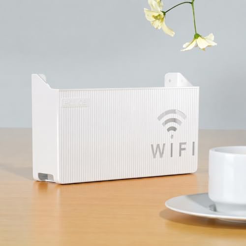 SUWORS Dekoratif Modem ve Kablo Saklama Kutusu - Duvara Monte Edilebilir Plastik Router Gizleyici, Ev ve Ofis İçin Düzenleyici Wi-Fi Kutusu (25x15x6 cm) - Beyaz - Görsel 3