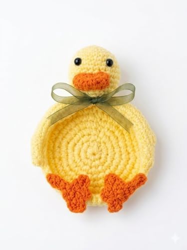 Alternative view of Sarı Ördek Amigurumi El Örgüsü Bardak Altlığı - Çok Amaçlı Dekoratif Takı ve Anahtar Tabağı - El Yapımı Örgü Figürlü Coaster