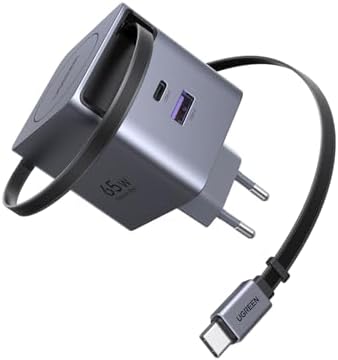 65W Makaralı Dahili Kablolu GaN Hızlı Şarj Cihazı, 2xUSB-C, 1xUSB-A, Gri, 65825 - Görsel 3