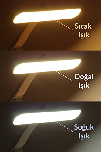 Şarjlı Masa Lambası 3 Renk Dokunmatik Telefon Standlı Kademeli Çalışma Okuma Işığı Gece Lambası - Görsel 3