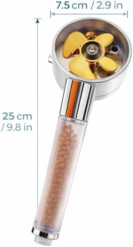 Alternative view of Yüksek Basınçlı Turbo Fanlı Duş Başlığı 360° Döner Pervaneli Tasarım, Mineral Taşlı Filtre Sistemi ile Su Arıtma, Su Tasarruflu Güçlü Akış Sağlayan El Duşu, Kireç Önleyici Modern Banyo Duş Başlığı,