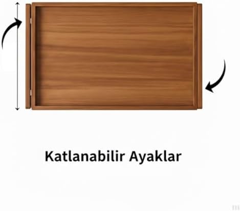 Alternative view of Ahşap Katlanabilir Yatak Tepsisi – Çok Amaçlı Servis ve Laptop Sehpası, Doğal Ahşap, 40x30 cm, Yükseltilmiş Kenarlı
