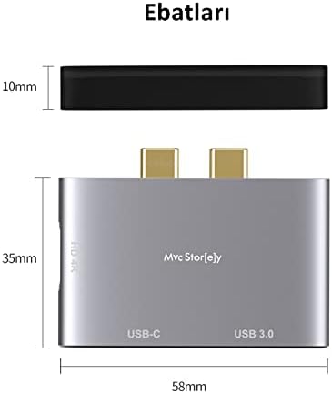 Alternative view of Dual USB-C Hub Çoklayıcı Adaptör | 4K HDMI 60Hz, USB 3.0, PD Şarj Geçişli | Apple MacBook Air ve Pro (Çift USB-C Modeller) ile Uyumlu | Alüminyum Gri