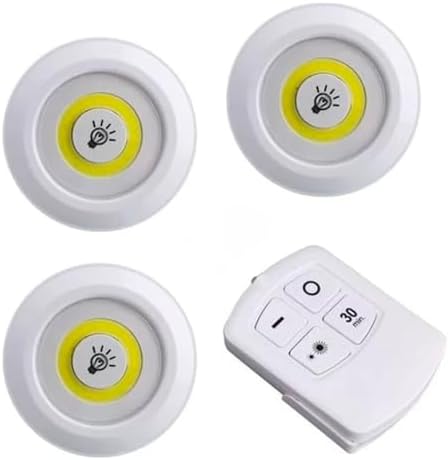 Uzaktan Kumandalı 3'lü LED Lamba Seti Beyaz Işık - Dolap Altı, Kiler, Mutfak ve Kablosuz Aydınlatma için Spot Lamba - Görsel 3