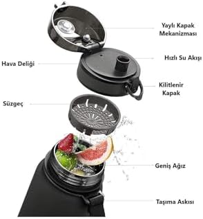 1000ml Büyük Boy Silikon Gövde Tritan Su Matarası (Kahverengi)