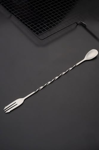 32 cm uzun Çelik Çift Başlı Çatallı Kokteyl Karıştırma Barmen Kaşığı cin582