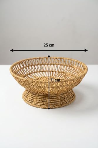 Alternative view of 25 cm Plastik Rattan Servis Çanağı, Doğal Hasır Görünümlü Dekoratif Meyve Ekmek Sunum Kasesi
