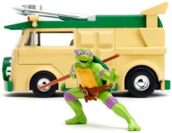 Jada 1:24 TMNT Party Wagon ve Donatello Figürü Açılır Kapılı Ağır Metal Die Cast Ninja Kaplumbağalar Zırhlı Minibüs Araba Modeli Çocuk ve Yetişkin için Koleksiyon Oyun Seti - Görsel 2