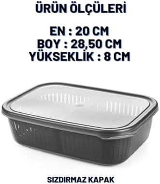 Alternative view of 2 Adet 4 Bölmeli Süzgeçli Sızdırmaz Saklama Kabı- Zeytinlik Turşuluk Organizer 3,2 Litre