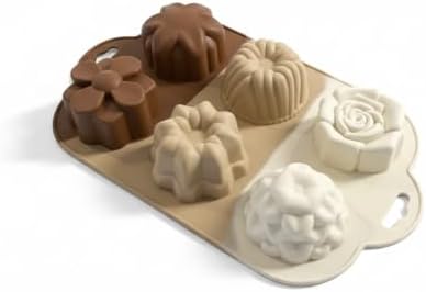 6 Bölmeli Çiçek ve Desenli Silikon Kek Kalıbı - Estetik Pasta, Tatlı, Sabun ve Kokulu Taş Kalıbı - Gıda Sınıfı, Yapışmaz ve Isıya Dayanıklı - Toprak Tonları Serisi
