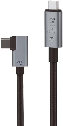 40Gbps 240W 4.0 Thunderbolt L Shape Type-C to Type-C Şarj, Data ve 8K 60Hz Data Transfer Kablosu Tip C 30 cm - PD240W