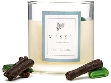 Üfleme Cam Ahşap Fitilli Chai Tea Latte Vegan Mum (140 gr) - Görsel 2