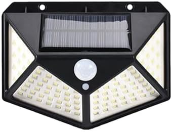 100 LED'li Güneş Enerjili Solar Duvar Apliği - 1200 Lümen Hareket Sensörlü 3 Modlu Bahçe Aydınlatması, Duvar Armatürü IP65 Su Geçirmez, 270° Geniş Açı, Siyah