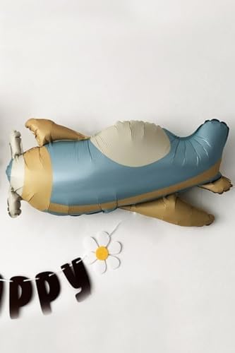 Retro Uçak Folyo Balon Mavi