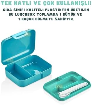 Alternative view of 1600ml Lunchbox Tek Katlı 2 Bölmeli PP Plastik Sefer Tası Yemek Kutusu Turkuaz