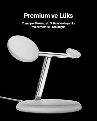 Alternative view of 3'ü 1 Arada Manyetik MagSafe Uyumlu Qi2 15W Kablosuz Şarj Standı, iPhone 16, 15, 14 ve 13 Serisi, AirPods, Apple Watch vb. için Hızlı Şarj Özellikli iPhone Şarj Cihazı (PSU dahil) - Siyah
