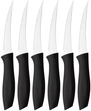 Alternative view of Sebze ve Meyve Bıçağı, Çelik, Siyah, Lazer Kesim Tırtıklı Uç, 22 cm, 6 Adet