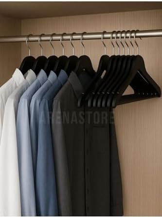 Alternative view of 24 Adet Ahşap Görünümlü Plastik A Kalite Siyah Elbise Askı