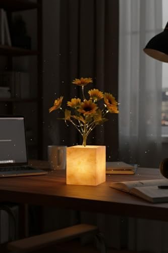 Işıklı Yapay Çiçek, Sarı Ayçiçeği LED Dekoratif Bitki, Masaüstü Aydınlatmalı Süs Bitkisi, Ev ve Ofis Dekorasyonu - Görsel 3