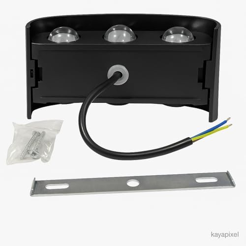 Tepegöz 9W Dekoratif Çift Yönlü Bahçe Aplik – IP65 Su Geçirmez, Mercekli LED, 3200K Günışığı Rengi, İç ve Dış Mekan Duvar Aydınlatması, Modern Siyah Gövde - Görsel 3