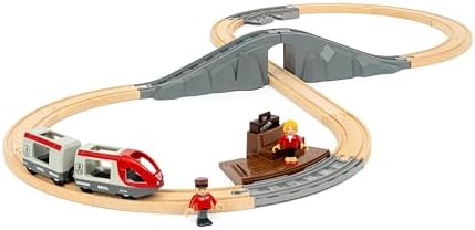 World – 36079 Starter Seyahat Tren Seti | 3 yaş üzeri çocuklar için 22 parçalı ahşap oyuncak tren seti