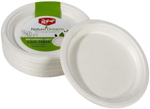 Roll-Up Nature Ekolojik Karton Kağıt Parti Tek Kullanımlık Tabak - 22 Cm. - 50 Adetlik 1 Paket