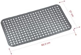 Premium Serisi Banyo - Küvet İçi Kaydırmaz Vantuzlu Yuvarlak Desenli Diktördgen Paspas 66,5 x 36,5 cm, Gri - Görsel 3