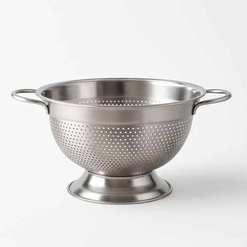 304 Paslanmaz Çelik Süzgeç - Kulplu & Ayaklı Tasarım | Makarna, Sebze ve Meyve Yıkama Kabı - Delikli, Bulaşık Makinesine Uygun (27 cm)