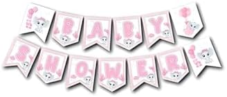 Zikzak Banner Baby Shower Pembe Fil