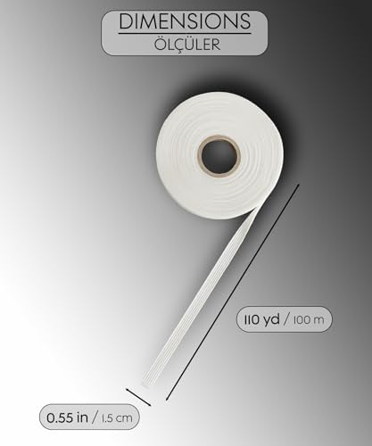 Alternative view of Şerit İpli Biye Tela 1.5 cm x 100 m - Tek Tarafı Yapışkanlı Tela - Ütü ile Yapıştırılan Tela - Dokumasız Uygulama (Beyaz)