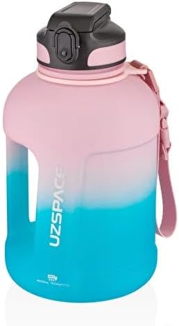 Alternative view of 1700ml Çift Renk Pipetli Taşıma Askılı Kulplu Softtouch Motivasyon Su Matarası (Pembe-Mavi)