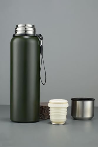 Alternative view of 304 L Çelik 750 ml Yeşil Kamp Piknik Termos Tutmalı Termos cin491ys