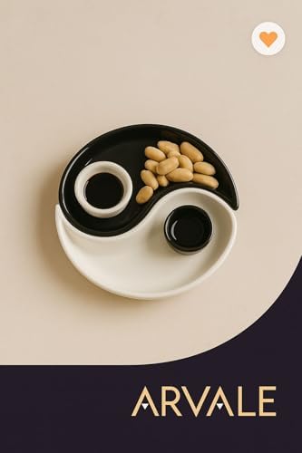 Alternative view of Yin & Yang 2'li Özel Tasarım Sosluklu Kahvaltılık Tabağı Sosluk Çerezlik Kase Dekoratif Tabak 20 cm