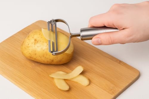 Premium Paslanmaz Çelik Çok Amaçlı Sebze Soyucu, Patates, Havuç, Salatalık ve Meyveler İçin Ergonomik Y-Şekilli Bıçaklı Soyacak, Dayanıklı, Keskin, - Görsel 3