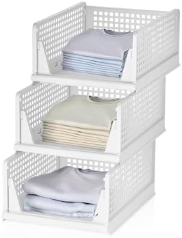 Alternative view of 3 Adet Kayar Raf Elbise Dolap İçi Organizeri, Mutfak, Banyo, Çocuk Odası, Garaj ve Ardiye için Üst Üste Dizilebilir Ünite, Kayar Raf Dolap içi Kıyafet, Ev Aksesuarı Düzenleyici (TOPRAK)