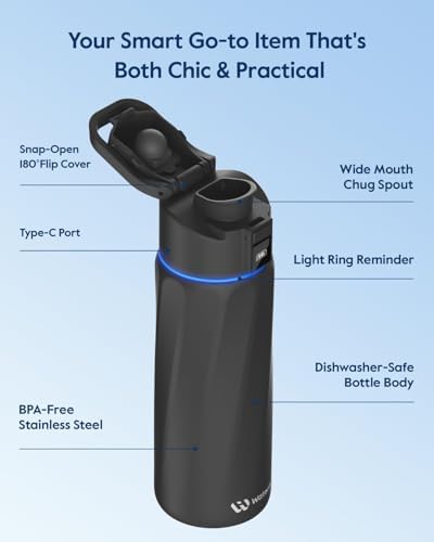 Alternative view of Boost Akıllı Su Şişesi, İçmeyi Hatırlatan, 24 oz BPA İçermeyen Paslanmaz Çelik Vakum Yalıtımlı Şişe, APP ile Geniş Ağızlı Su İzleyici, Hediye için İdeal