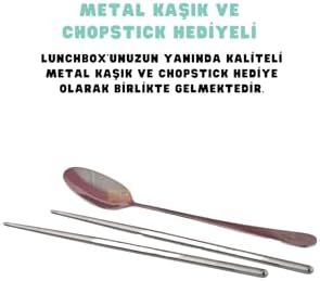 Alternative view of 950ml Lunchbox Tek Katlı 4 Bölmeli Çelik Sefer Tası Yemek Kutusu (Turkuaz)