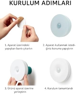 6'lı Set Hareket Sensörlü Gece Lambası – USB Şarjlı 4000K Gün Işığı LED – Duvar, Dolap, Merdiven, Başucu için Akıllı Işık