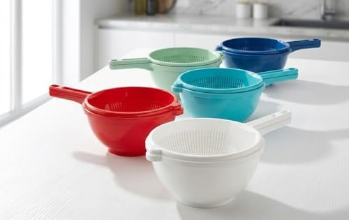 Alternative view of 2 Katlı Saplı Plastik Süzgeç Alt Hazneli Makarna Süzgeci Meyve Sebze Yıkama Süzgeci Hazneli Pratik Mutfak Süzgeci (ASORTİ RENK)