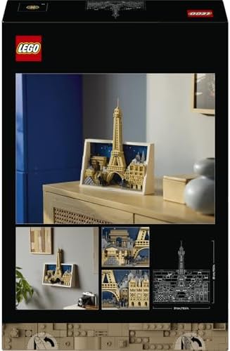 Architecture Paris – Aşıklar Şehri 21064 – Yetişkinler için Eyfel Kulesi, Notre Dame, Zafer Takı ve Louvre Müzesi Mimari Simgelerini İçeren Dekoratif Model Yapım Seti, Hediye Fikri (958 Parça)