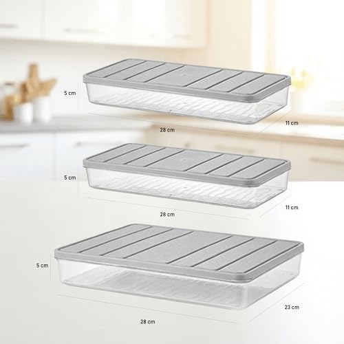 Alternative view of 3'lü Set (1 Adet 2,25 2 Adet 1 Lt.) Nora Organizer Buzdolabı Buzluk Düzenleyici Saklama Kabı-Gri