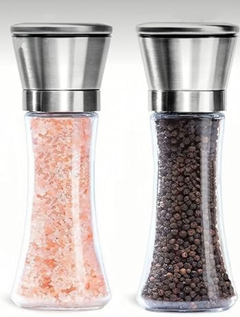 Paslanmaz Çelik Kapaklı Cam Gövdeli Baharat Değirmeni Seti 2'li 19 cm - Görsel 3