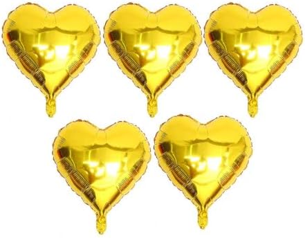 5 Li Gold Kalp Folyo Balon 15 Inç - 38 Cm