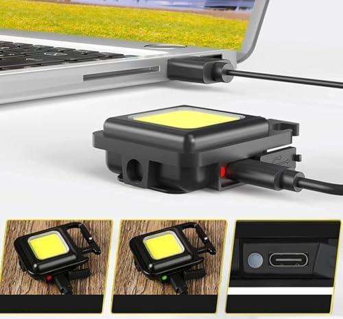 Alternative view of Anahtarlık Şeklinde Metal Kasa COB Kare Fener – Kamp & Outdoor Suya Dayanıklı Mini COB LED Işıldak, Type‑C Şarjlı, Mıknatıslı Taşınabilir El Feneri Anahtarlığı