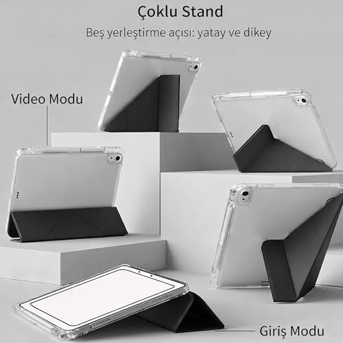 Galaxy Tab S10 Lite ile uyumlu Kılıf SM-X400 Saydam Arka Kapak Flip Smart Cover Katlanabilir Standlı Darbe Emici Koruyucu Tablet Kılıfı Akıllı Uyku Özellikli Yeşil - Görsel 3