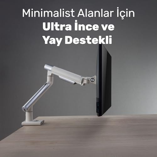 Alternative view of NPO STD49012UW 17"-32" Ultra Slim Alüminyum Monitör Kolu, 2xUSB Portlu Amortisörlü VESA Tutucu, Ergonomik 360 Pivot (9kg)