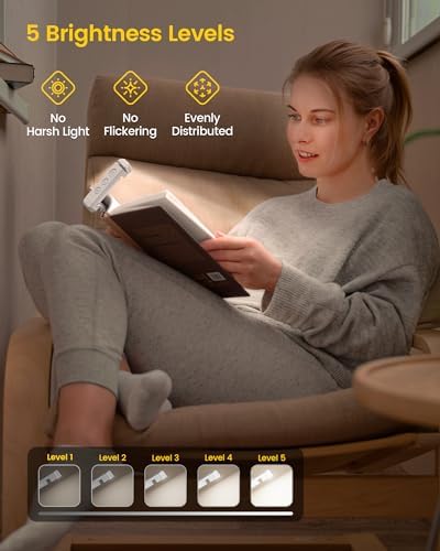 Alternative view of Glocusent USB Şarj Edilebilir Kitap Işığı, Kitapta Göz Bakımı Okuma Işığı Klipsi, 3 Renk ve 5 Parlaklık Kısılabilir, Taşınabilir ve Esnek, 80 saate kadar Uzun Ömürlü (beyaz)