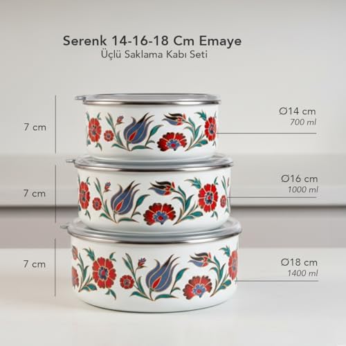 Alternative view of Serenk 14-16-18 Cm Emaye Üçlü Saklama Kabı Seti