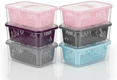 6'lı Süzgeçli Fresh Saklama Kabı Seti 1.6 Lt Plastik Saklama Set 6 Adet